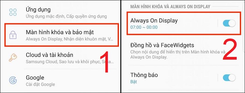 Tắt Always On Display (AOD) hoặc đặt lịch cho tính năng này