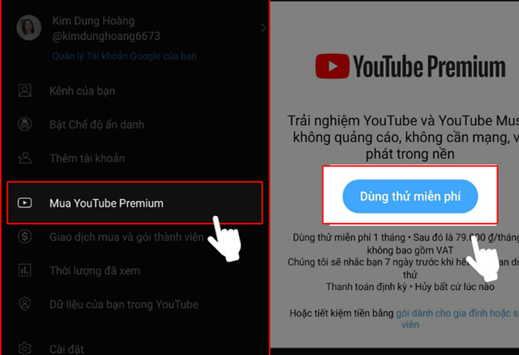 Dùng YouTube Premium